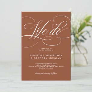 Invitation Calligraphie moderne Mariage en terre cuite intemp