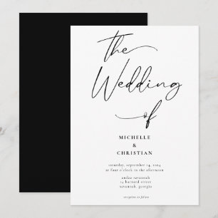 Invitation Calligraphie moderne Mariage noir solide