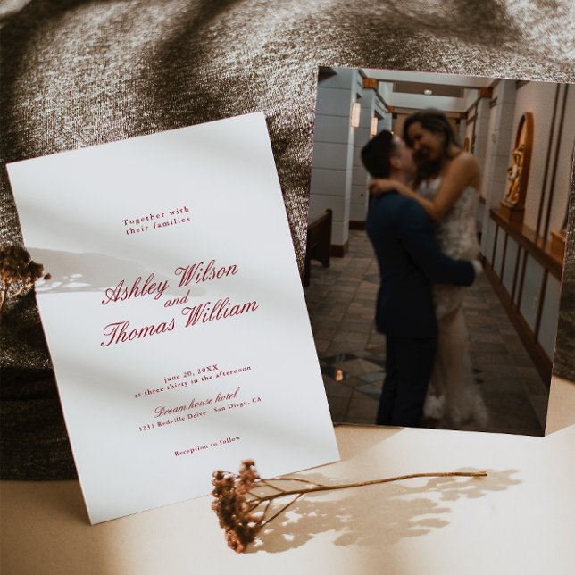 Invitation Calligraphie moderne Mariage rouge (Créateur téléchargé)