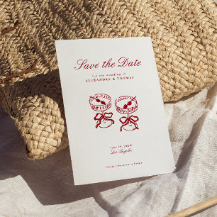 Invitation Calligraphie moderne Mariage rouge Enregistrer la 