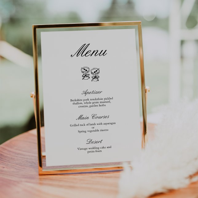 Invitation Calligraphie moderne Menu Mariage noir et blanc (Créateur téléchargé)