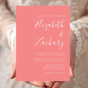 Invitation Calligraphie moderne minimaliste Coral Mariage