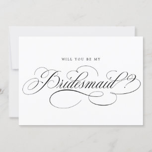 Invitation Calligraphie moderne Noir Seras-Tu Ma Femme