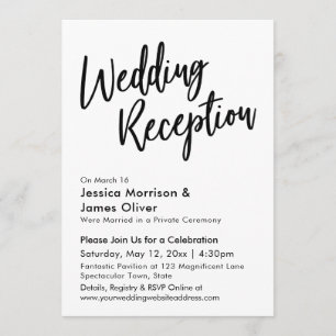 Invitation Calligraphie moderne Réception de mariage minimali