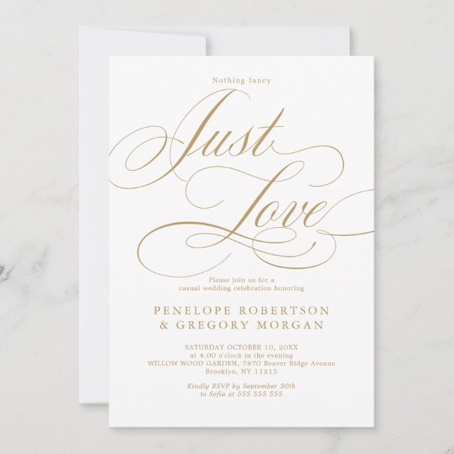 Invitation Calligraphie moderne rien de fantaisie juste amour (Devant)