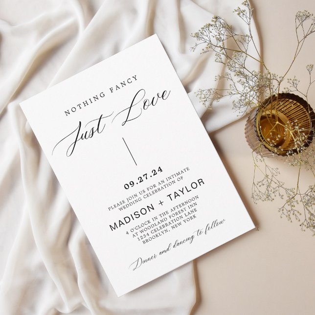 Invitation Calligraphie moderne Rien de fantaisie Juste Amour (Créateur téléchargé)