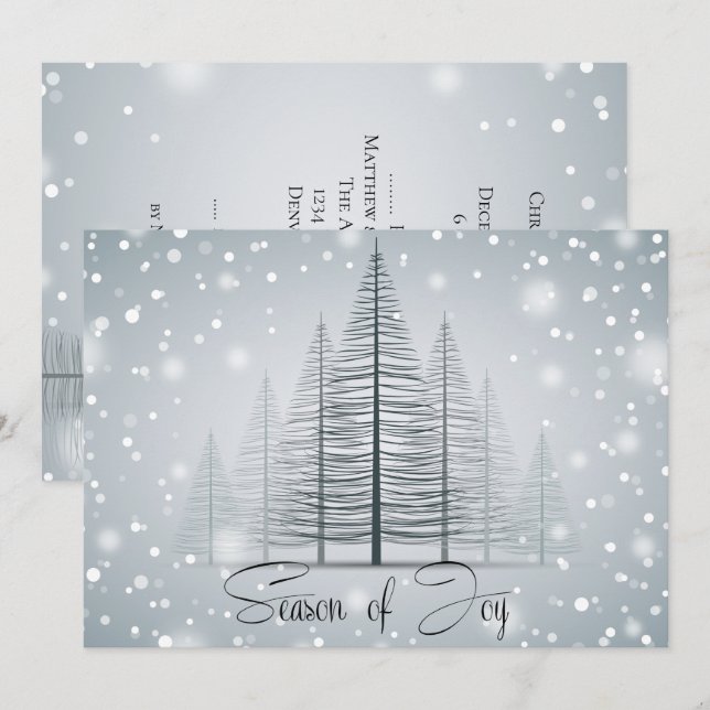 Invitation Calligraphie moderne Saison de joie Arbres d'hiver (Devant / Derrière)