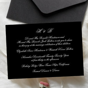 Invitation Calligraphie Monogramme noir et blanc Mariage offi