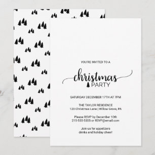 Invitation Calligraphie noir et blanc simple Noël
