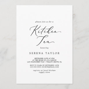 Invitation Calligraphie noire délicate Thé de cuisine