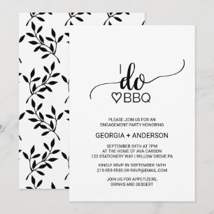 Invitation Calligraphie noire simple Je fais BBQ