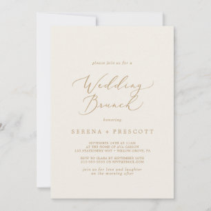 Invitation Calligraphie Or Délicate   Brunch Mariage à la crè