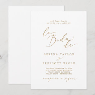 Invitation Calligraphie Or Delicate La Boda De Mariage