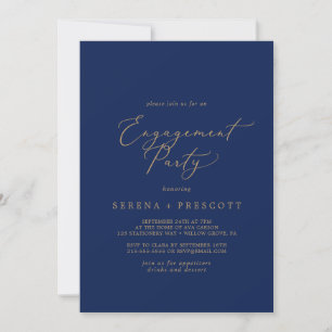 Invitation Calligraphie Or Délicate   Parti de l'engagement d