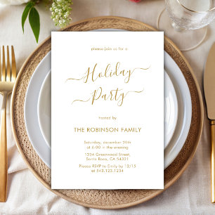 Invitation Calligraphie Or Élégante Minimale Fête de Vacances