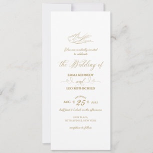 Invitation Calligraphie or Faux dorée Mariage romantique