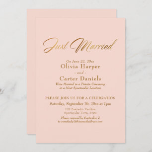 Invitation Calligraphie Or Juste Marié Blush Pink Réception