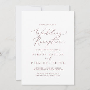 Invitation Calligraphie Or Rose Delicate Réception de mariage