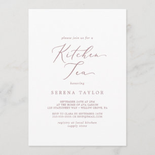 Invitation Calligraphie Or Rose Delicy Thé de cuisine