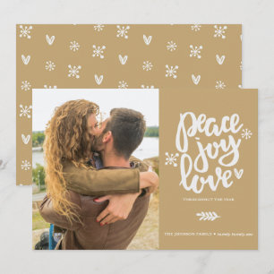 Invitation Calligraphie Peace Joy Love Photo Holiday Card