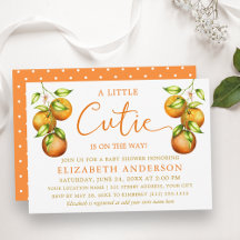 Calligraphie Petite Cutie Baby shower Oranges Poin