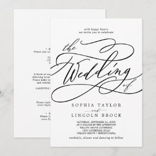 Invitation Calligraphie romantique   Flourir tout en un Maria