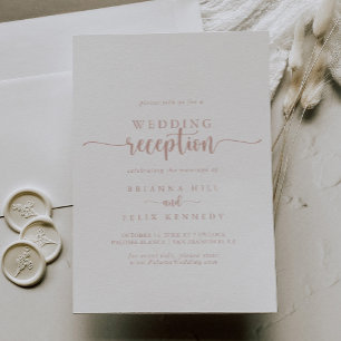 Invitation Calligraphie rose Gold Réception de mariage