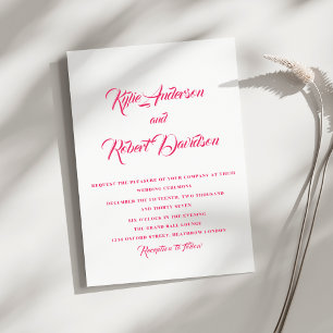 Invitation Calligraphie rose minimaliste Coucher de soleil lu