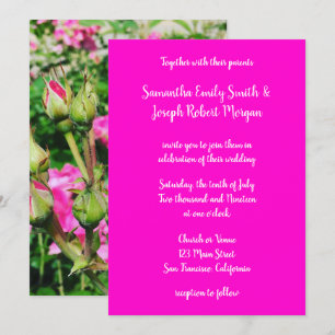 Invitation Calligraphie Rose rose chaud