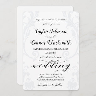 Invitation Calligraphie rustique Acanthus Mariage damassé