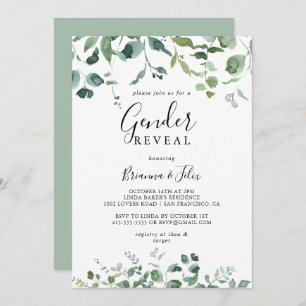 Invitation Calligraphie Script Foliage Genre Reveal Party