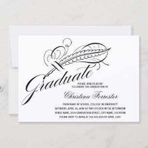 Invitation Calligraphie Script Plume Quill Graduation