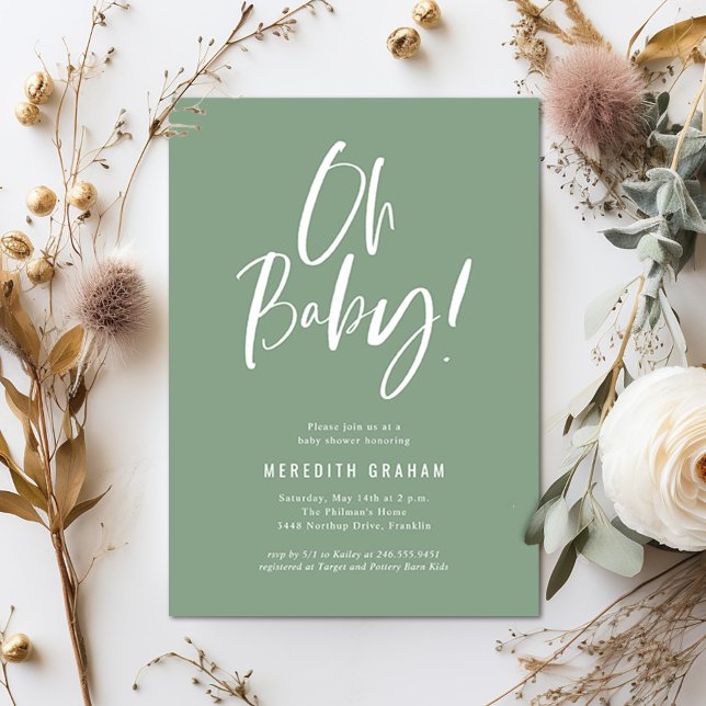 Invitation Calligraphie simple Baby shower neutre entre les s (Créateur téléchargé)