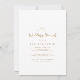 Invitation Calligraphie simple | Brunch Mariage or
