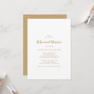 Invitation Calligraphie simple | Dîner de répétition Gold Bac