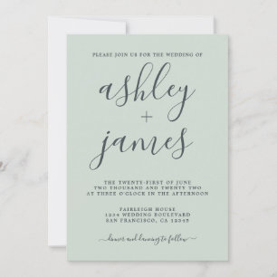 Invitation Calligraphie simple et chic Pastel Mariage vert