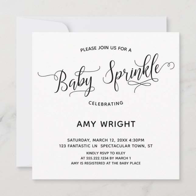 Invitation Calligraphie simple et élégante Bébé (Devant)