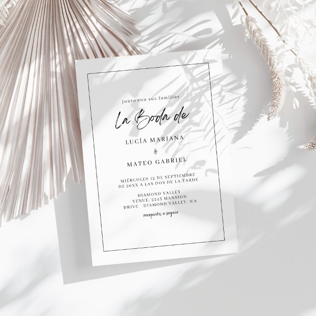 Invitation Calligraphie simple La Boda De Mariage espagnol (Créateur téléchargé)