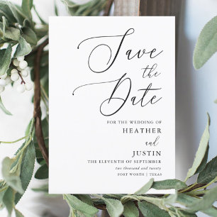 Invitation Calligraphie simple Mariage Enregistrer les dates