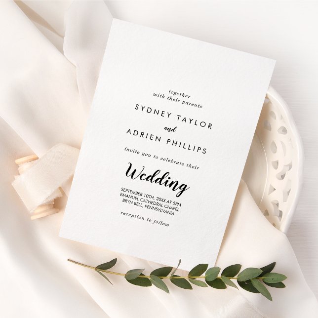 Invitation Calligraphie simple Mariage informel (Créateur téléchargé)