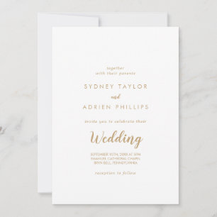 Invitation Calligraphie simple Mariage informel or