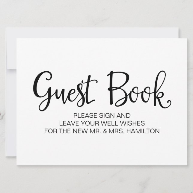 Invitation Calligraphie simple | Panneau de mariage "Livre d' (Devant)