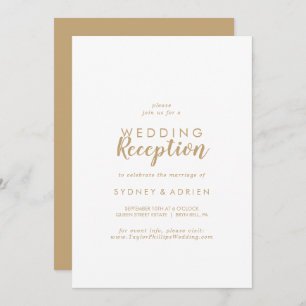 Invitation Calligraphie simple Réception de mariage Gold Ba