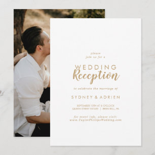 Invitation Calligraphie simple Réception de mariage photo or 