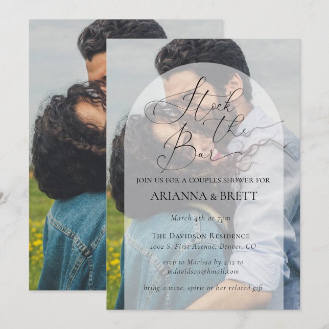 Invitation Calligraphie Stock the Bar Couples Shower Invitati (Devant / Derrière)