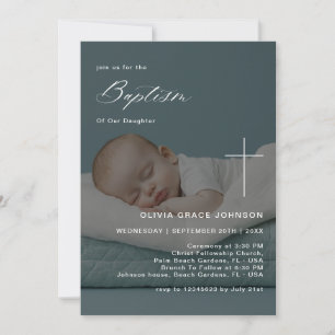 Invitation Calligraphie superposition photo Genre Baptême neu