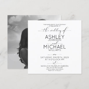 Invitation CALLIGRAPHIE TYPOGRAPHIE B&W Carré Mariage photo