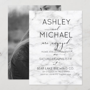 Invitation Calligraphie Typographie Marble Engagement