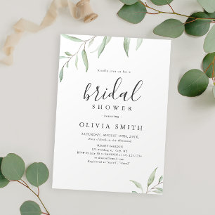 Invitation Calligraphie verte minimale douche nuptiale rustiq