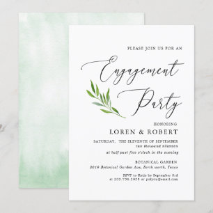 Invitation Calligraphie verte Partie d'engagement rustique